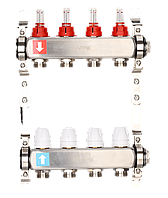 Коллектор регулируемый с расходомерами из нержавеющей стали - 2 загрушки - 2 кронштейна Gappo G424.11