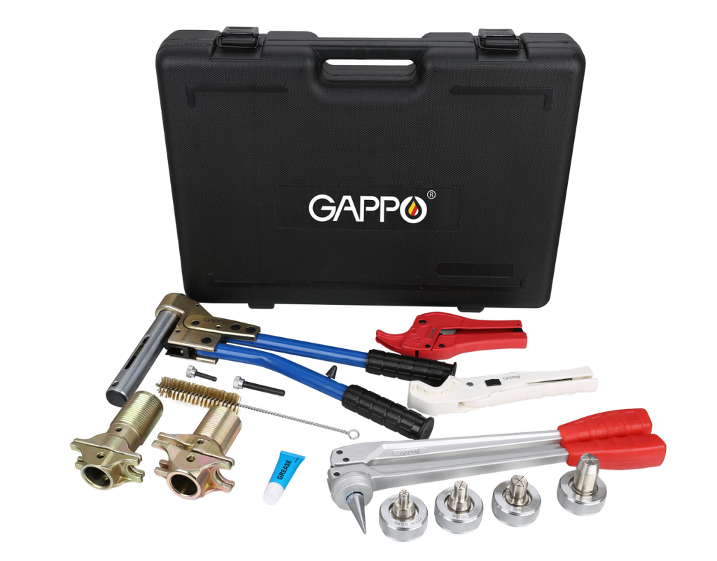 Универсальный комплект механического инструмента для труб PEX и аксиальных фитингов Gappo G1802 - фото 1 - id-p190938392
