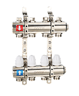 Коллектор регулируемый с запорными клапанами из лануни - 2 загрушки - 2 кронштейна Gappo G427.10