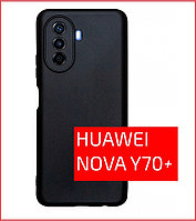 Чехол-накладка для Huawei Nova Y70 Plus (силикон) черный с защитой камеры