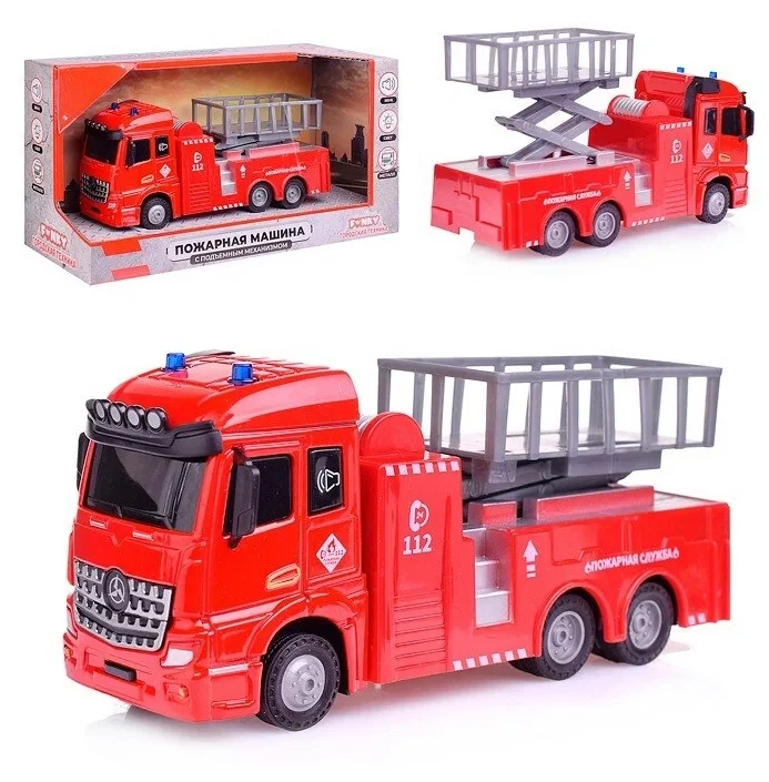 Пожарная машина с подъемным механизмом 1:43 Funky toys FT61078 - фото 1 - id-p193923958