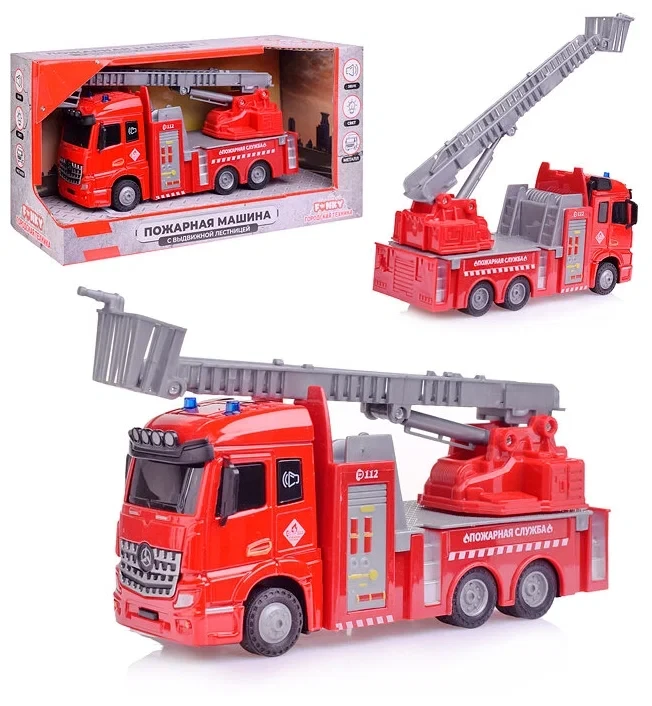 Пожарная машина с выдвижной лестницей 1:43 Funky toys FT61079 - фото 1 - id-p193924097