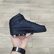 Кроссовки Nike Air Force 1 Mid Black зимние с мехом, фото 2