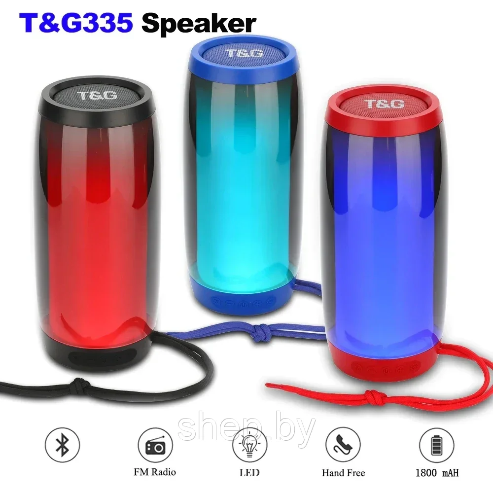 Беспроводная портативная колонка T&G TG335 с Bluetooth и FM-радио  Цвет : синий,черный,красный
