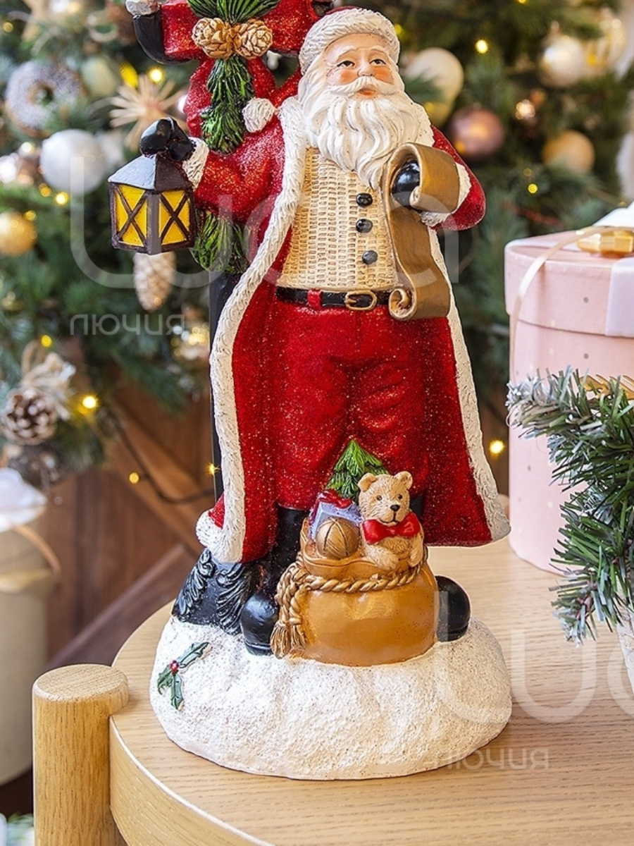 Фигурка декоративная Дед Мороз под фонарем 40 см - фото 3 - id-p193927690