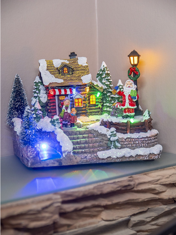 Фигурка декоративная "Санта принес подарки" 7 мелодий с LED подсветкой и вращением - фото 3 - id-p193927705