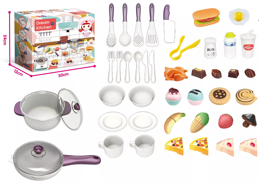 Детский игровой набор посуды и продуктов 40 предметов - фото 1 - id-p193928372