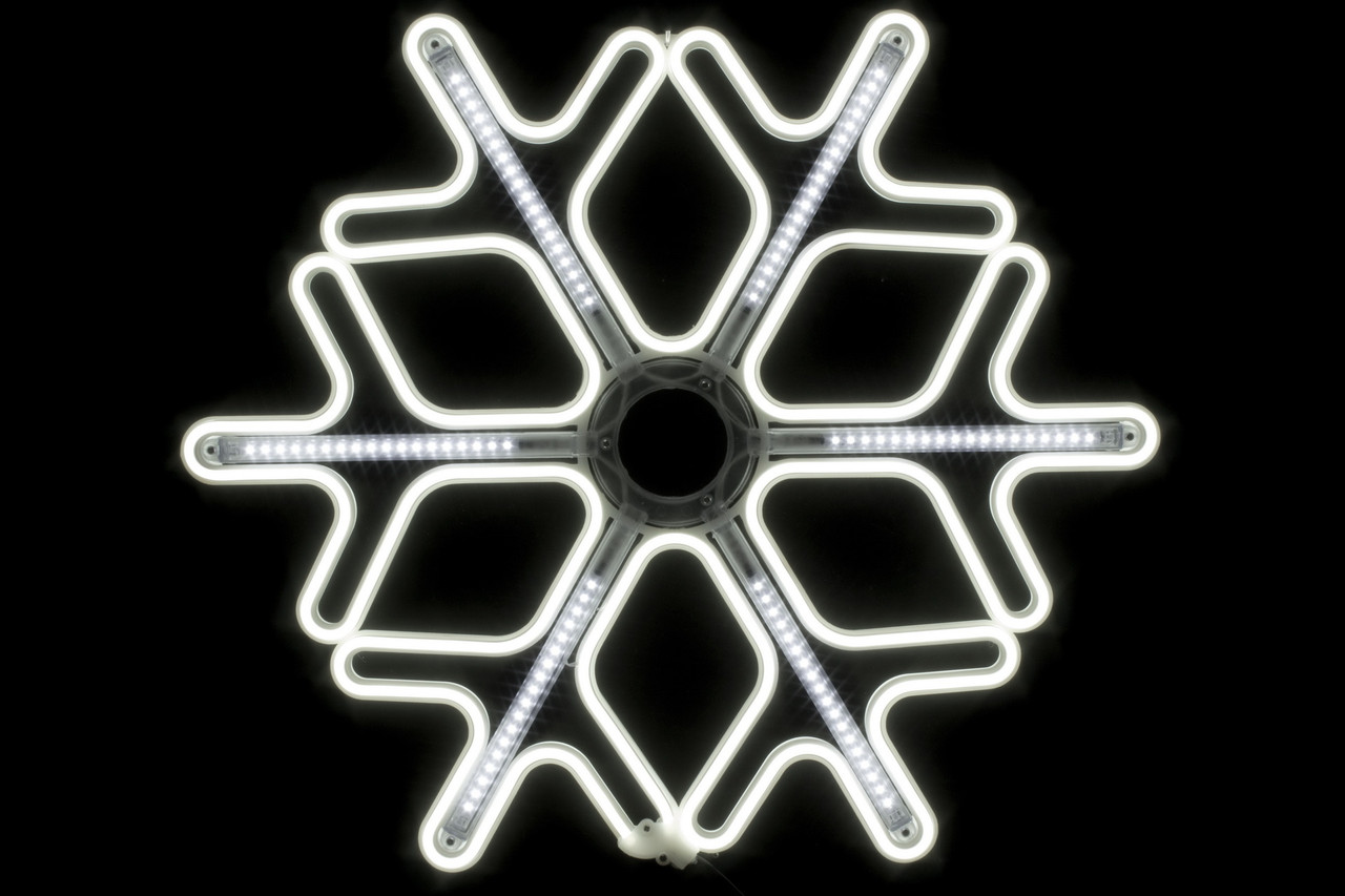 Световой мотив "Снежинка" 60 см из неона с эффектом тающих сосулек - фото 1 - id-p193928900