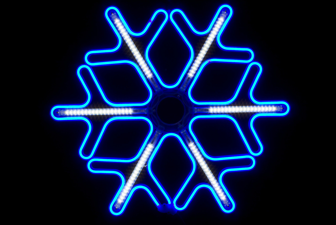 Световой мотив "Снежинка" 60 см из гибкого неона Синий - фото 1 - id-p193928905