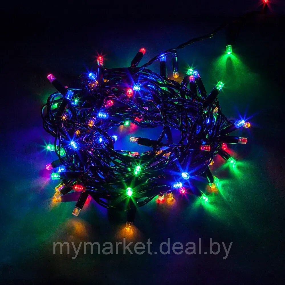 Новогодняя гирлянда светодиодная (RGB, разноцветная) 6м 100 лампочек - фото 2 - id-p193930322