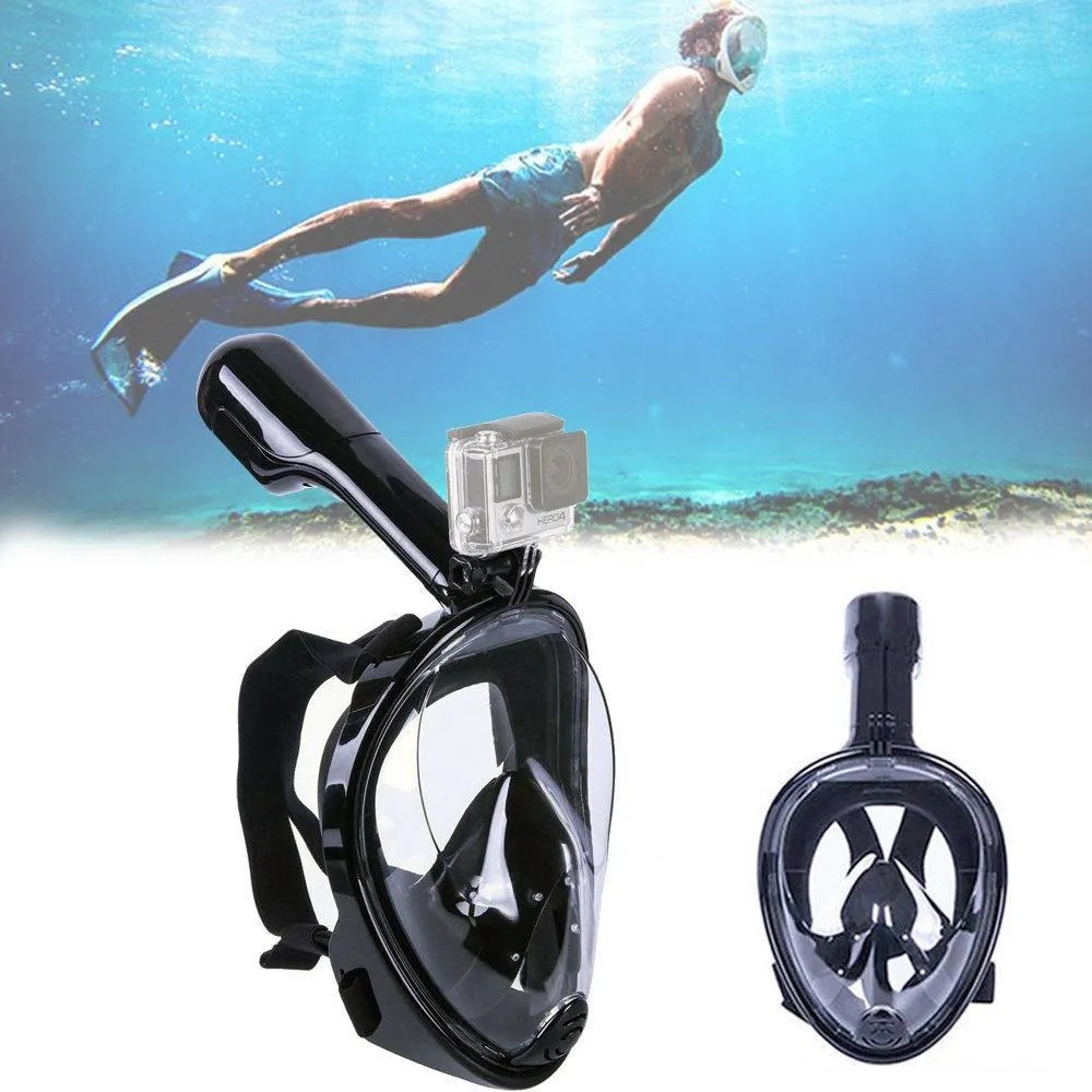 Маска для плавания и снорклинга с креплением для экшн-камеры, черная, L,XL - фото 1 - id-p193934770
