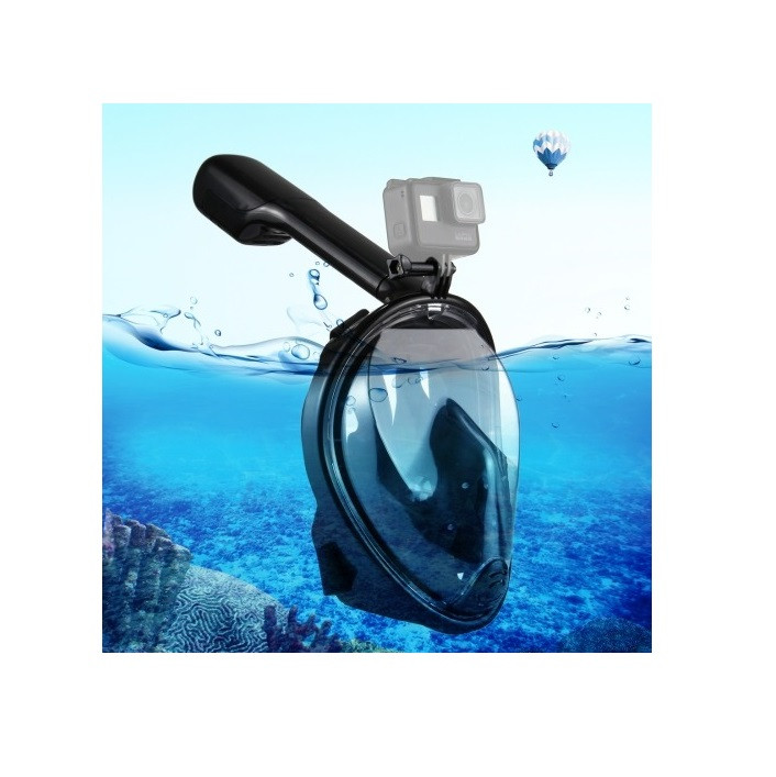 Маска для плавания и снорклинга с креплением для экшн-камеры, черная, S, M - фото 1 - id-p193934771