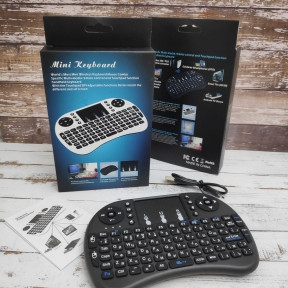 Беспроводная USB клавиатура джойстик с тачпадом для TV Mini Keyboard (клавиатура на русском и английском - фото 1 - id-p179628474