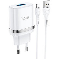 Зарядное устройство Hoco N1 Ardent 2.4A+ кабель Lighting (Белый)