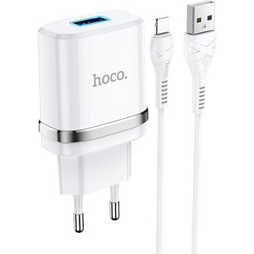 Зарядное устройство Hoco N1 Ardent 2.4A+ кабель Lighting (Белый) - фото 1 - id-p193973364