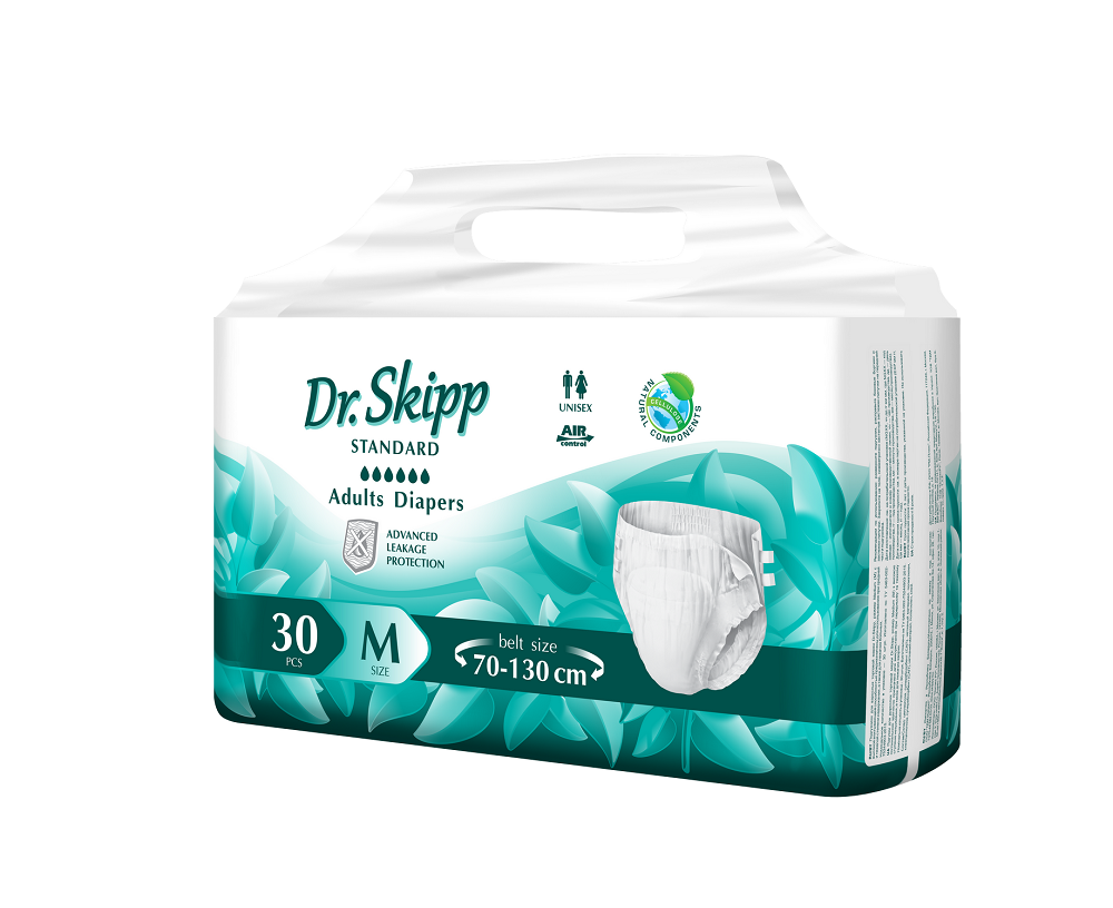 Подгузники для взрослых Dr. Skipp Standart M, (размер 2, 70-130 см.) 30 шт.