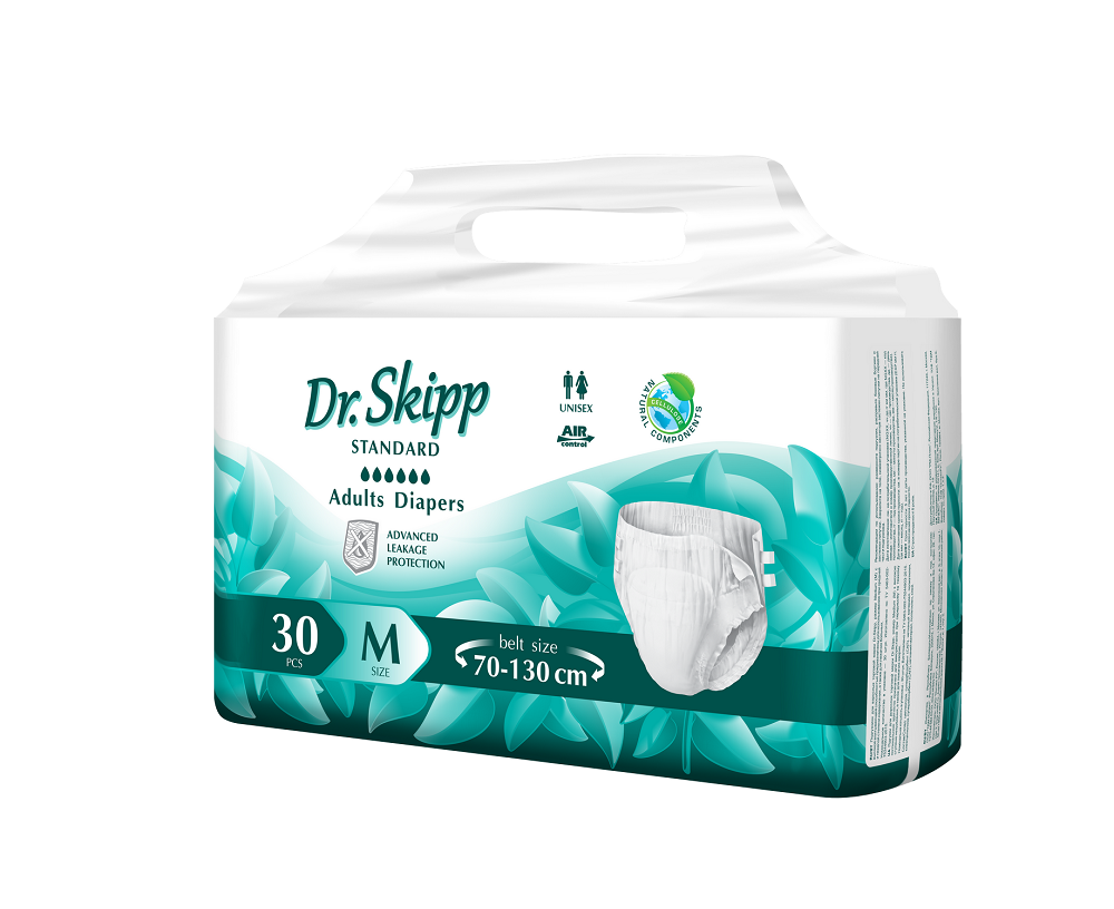 Подгузники для взрослых Dr. Skipp Standart M, (размер 2, 70-130 см.) 30 шт.) - фото 1 - id-p193979852