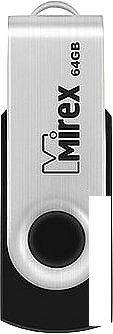 USB Flash Mirex Swivel Rubber 64GB (черный/серебристый) - фото 1 - id-p193979888