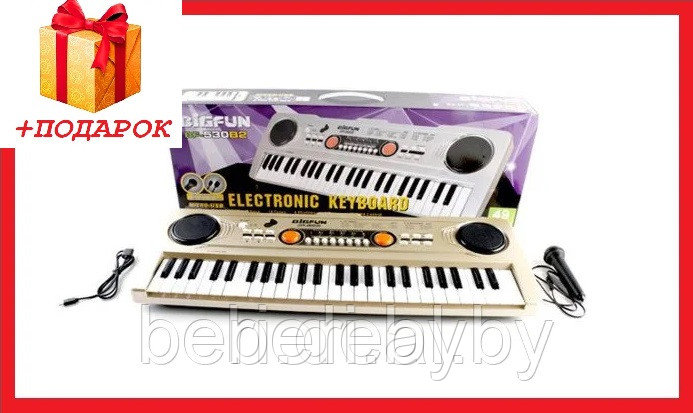 BF-530B2 Детский электронный синтезатор пианино с микрофоном и USB, запись, 49 клавиш