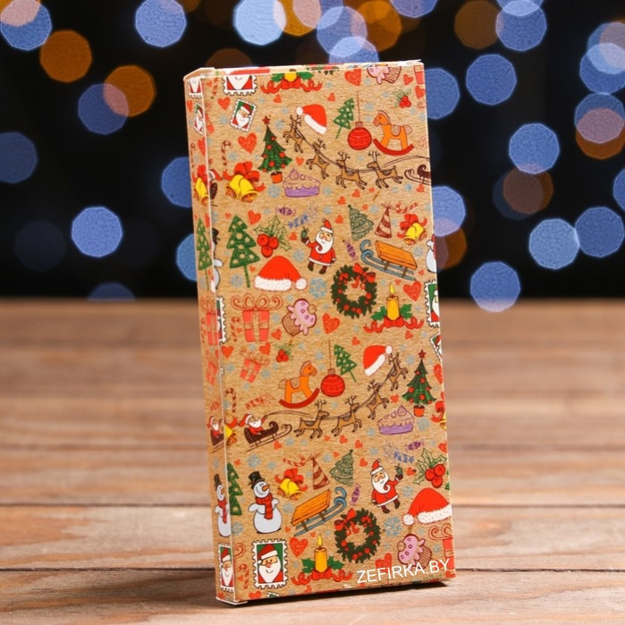 Подарочная коробка под плитку шоколада с окном "Новогодняя открытка", 17,1х8х1,4см