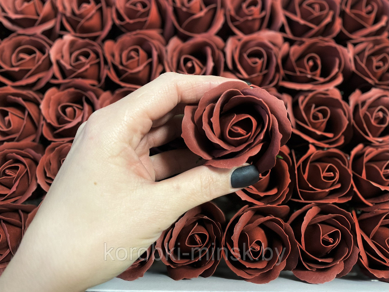 Декоративный цветок-мыло "роза" Горький шоколад 5,5*4 50шт.