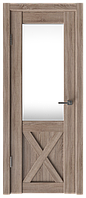 Межкомнатная дверь с покрытием экошпон Лофт 2 ДЧ светлое стекло