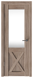 Межкомнатная дверь с покрытием экошпон Лофт 2 ДЧ светлое стекло