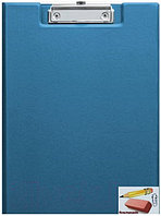Папка-планшет с зажимом и крышкой OfficeSpace, А4, ПВХ, синяя