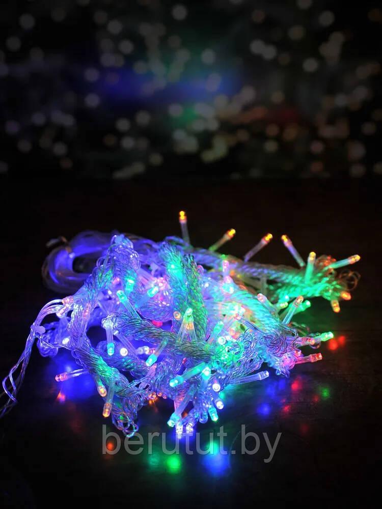 Гирлянда штора светодиодная новогодняя на окно (RGB, разноцветная) 3 х 3 м / 8 режимов свечения - фото 6 - id-p193993340