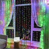 Гирлянда штора светодиодная новогодняя на окно 2 х 2 м / 8 режимов свечения, фото 3