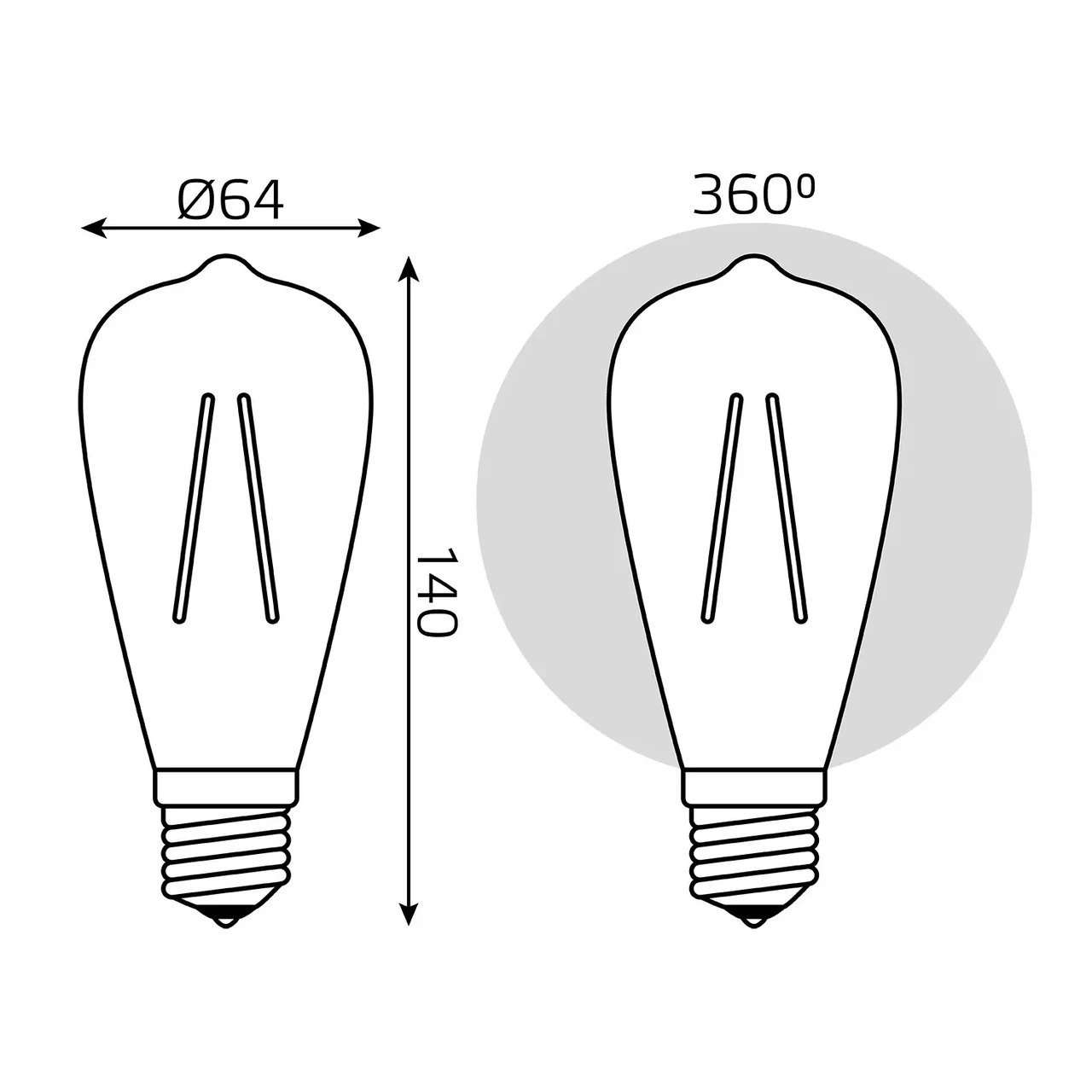 Лампа Gauss Filament ST64 8W 740lm 2400К Е27 golden LED - фото 4 - id-p193995712
