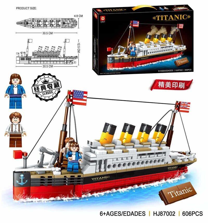 Детский конструктор корабль Titanik Титаник, 606 дет., 87002, 2 минифигурки - фото 2 - id-p194000892