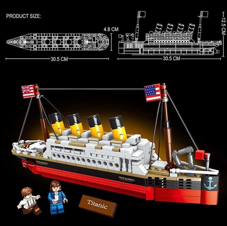 Детский конструктор корабль Titanik Титаник, 606 дет., 87002, 2 минифигурки - фото 1 - id-p194000892