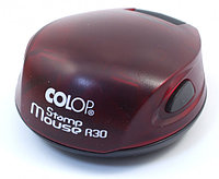 Полуавтоматическая оснастка Colop Stamp Mouse R30/R40 для клише печати ø30 мм, корпус цвета рубин