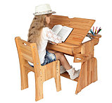 Стол письменный для школьника с ящиком "Школярик" 70см. Комплект растущей мебели стол и стул из бука., фото 2
