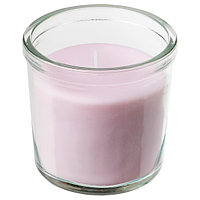 IKEA/ ЛУГНАРЕ Ароматическая свеча в стакане, жасмин/розовый,20 часов