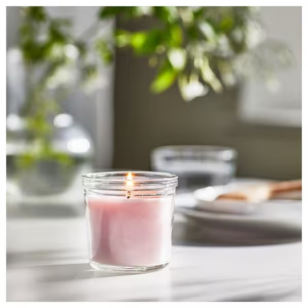 IKEA/ ЛУГНАРЕ Ароматическая свеча в стакане, жасмин/розовый,20 часов - фото 4 - id-p194003436