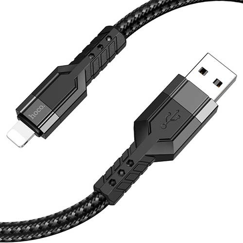 USB кабель Hoco U110 Lightning, длина 1,2 метра (Черный) - фото 2 - id-p194001370