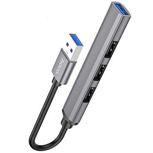USB-хаб Hoco HB26 USB3.0 + USB2.0*3 (Серый) - фото 1 - id-p194001372