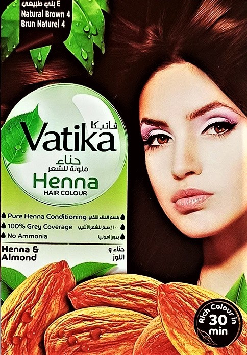 Хна для волос Ватика Натуральный Коричневый, Vatika Henna Natural Brown, 6 саше по 10г - фото 1 - id-p45013781