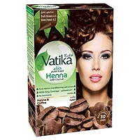 Хна для волос Ватика Темный Коричневый, Vatika Henna Dark Brown, 6 саше по 10г