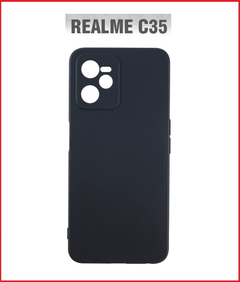 Чехол-накладка для Realme C35 (силикон) черный с защитой камеры