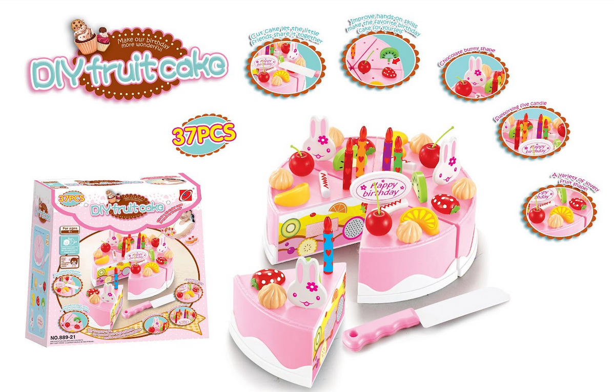 Детский игровой набор сладкий тортик Праздничный торт 37 предмета арт 889-21