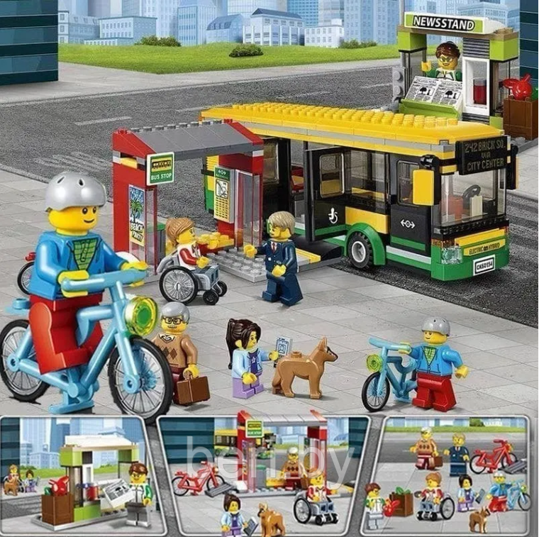 A19079 Конструктор Сити "Автобусная остановка", 377 деталей, аналог LEGO City 60154 - фото 8 - id-p194029583