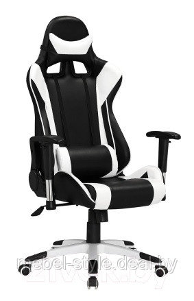 Игровое кресло Лотос S6 черный белый, стул Lotos S 6 в коже ЭКО