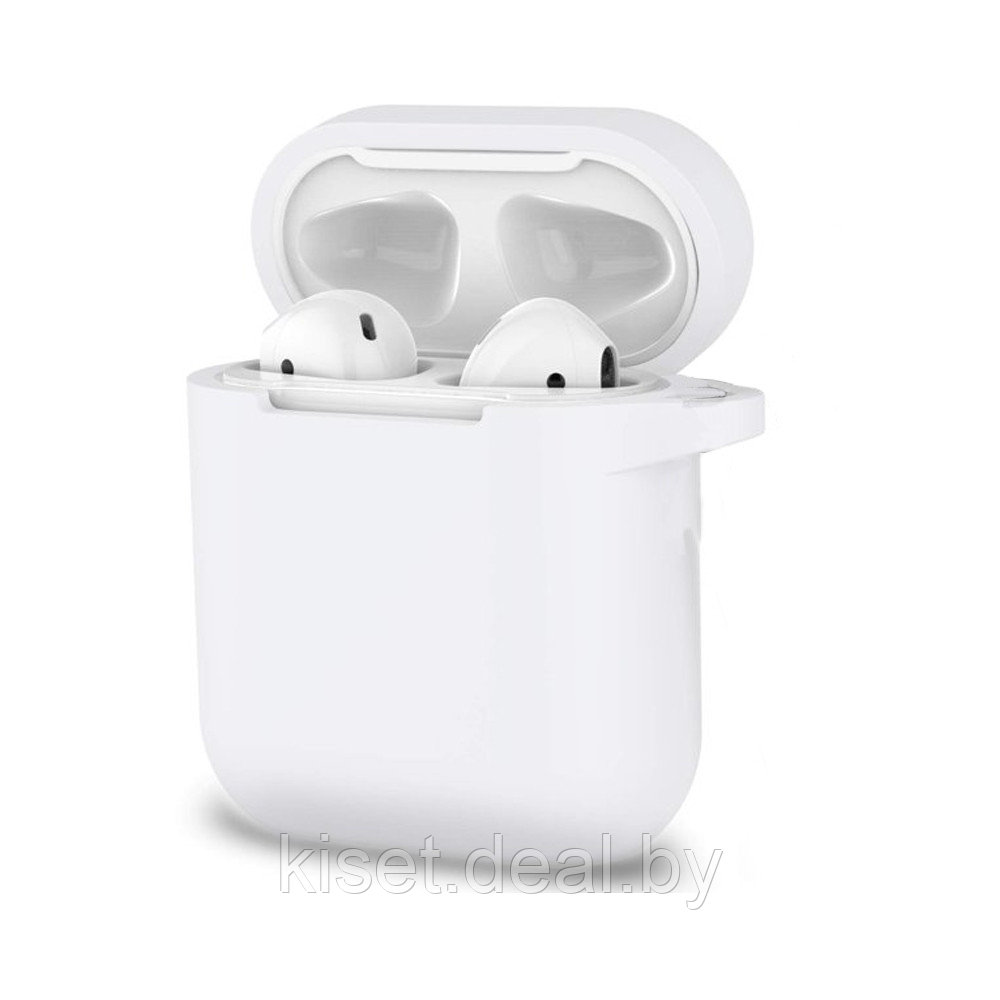 Силиконовый чехол для наушников Apple AirPods / AirPods 2 белый - фото 1 - id-p194029676
