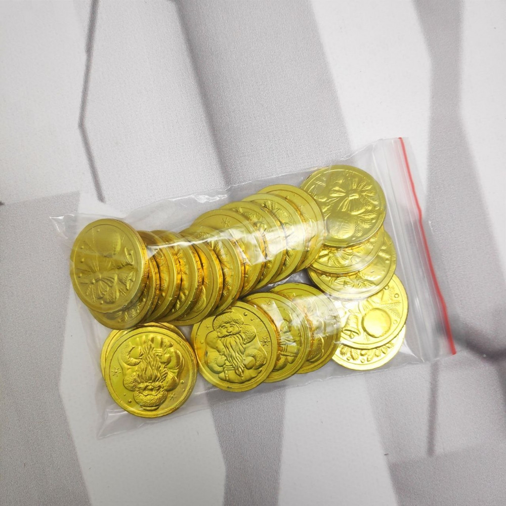 Золотые шоколадные монеты Новогодние, набор 20 монеток (Россия) - фото 9 - id-p193699282
