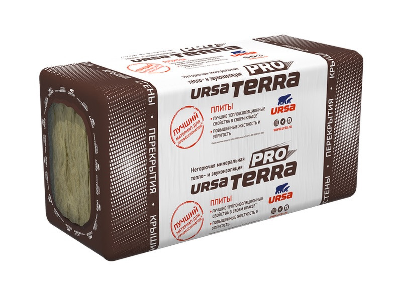 URSA TERRA PRO 34PN 100мм Негорючие минеральные тепло- и звукоизоляционные плиты 1000*610*50мм, плотность - фото 1 - id-p194036128