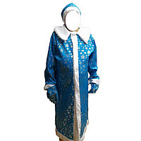 Карнавальный костюм для взрослых "Снегурочка " синня шуба, шапка и варежки
