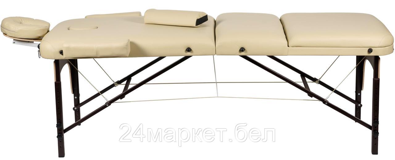 Массажный стол Atlas Sport 70 см XXL PRO с валиком (с memory foam) складной 3-с деревянный (бежевый) - фото 2 - id-p194031012